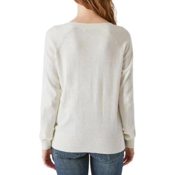 NEW Lucky Brand Women's Size M Beige V-Neck Sweater Cotton Blend - Picture 2 of 8
